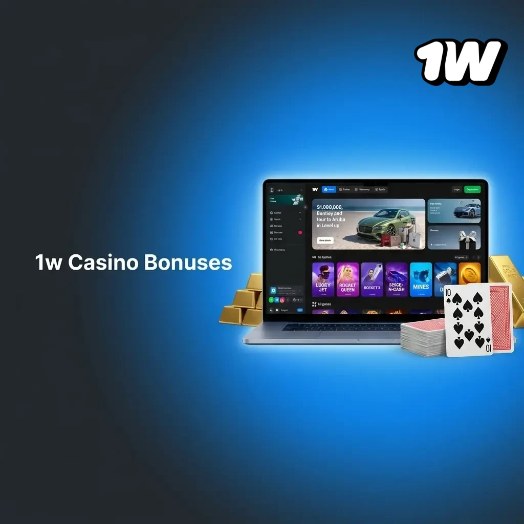 1w Casino bonuses including welcome offer, free spins, reload, cashback and live casino deals for Irish players