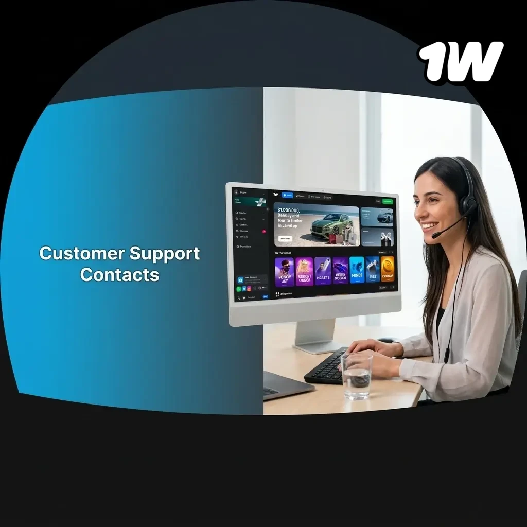 1w casino customer support options including live chat, email, Telegram, and help centre for deposit issues