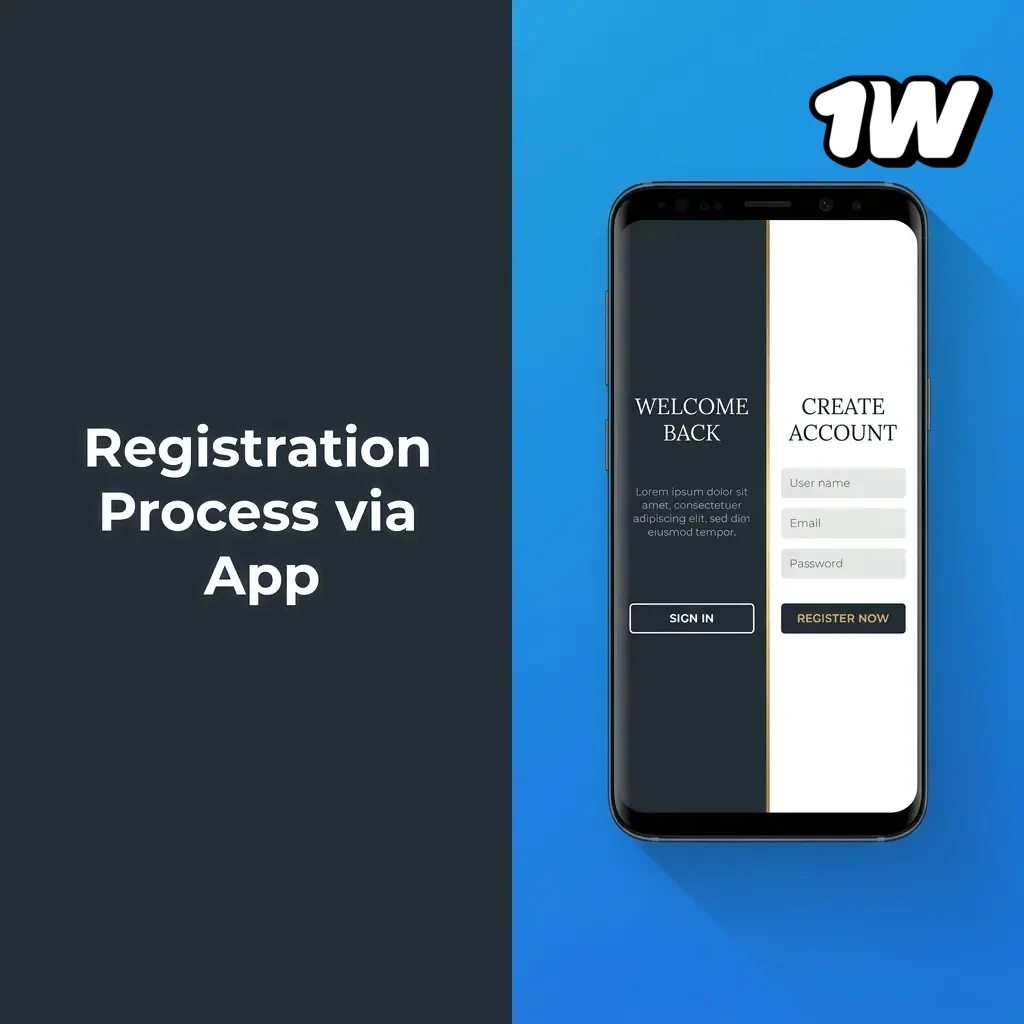 Step-by-step 1w app registration process on mobile device showing account creation for Ireland players