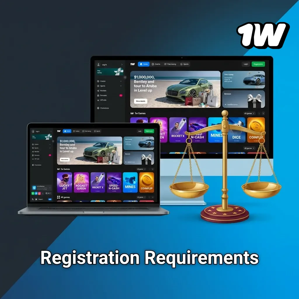 Registration requirements checklist covering age, identity verification, one account per person, and geographic eligibility for online gambling.