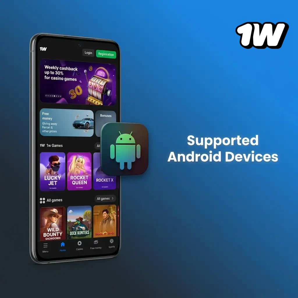 Supported Android devices for 1W PWA including Samsung, Google Pixel, OnePlus, Xiaomi, Huawei, and Oppo models