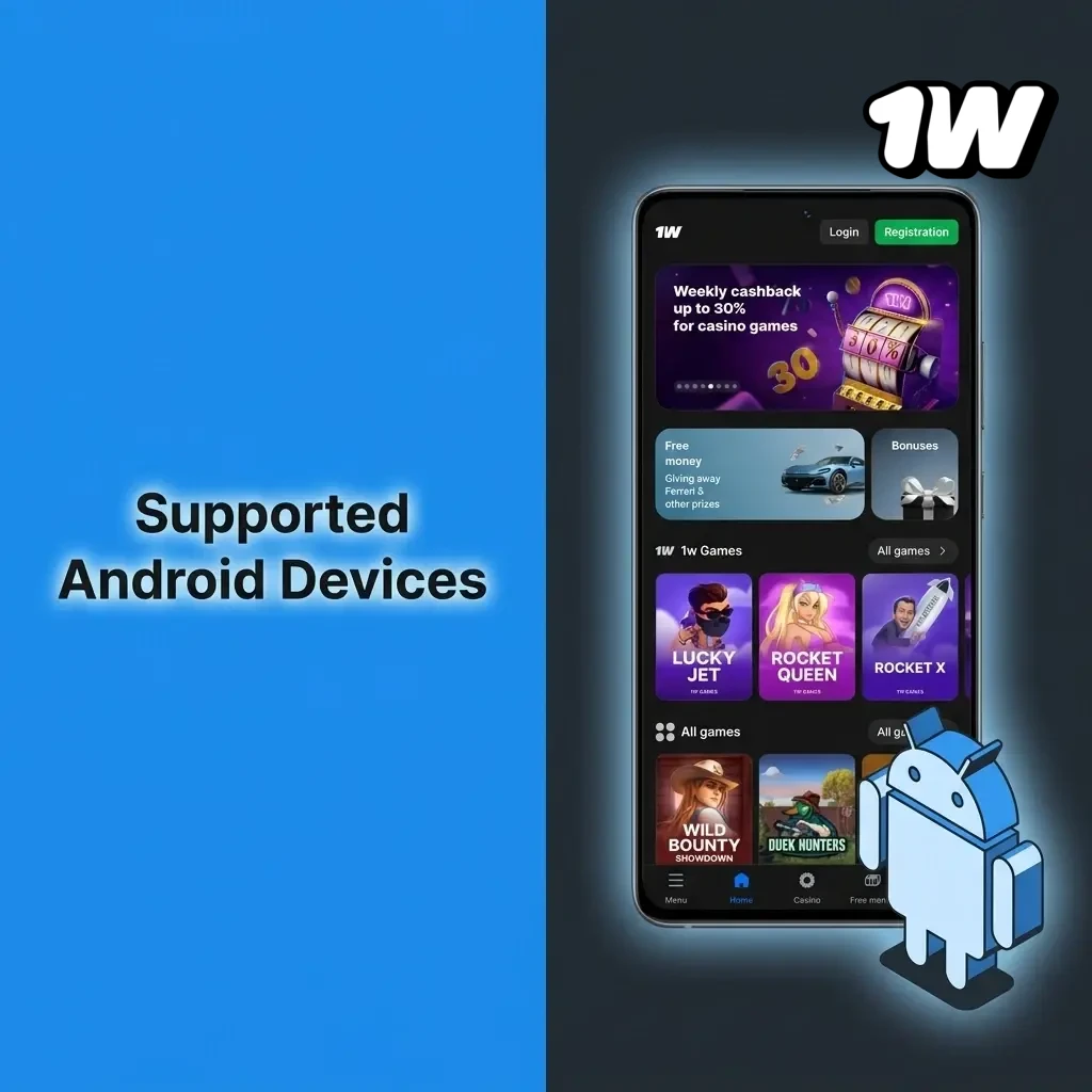 List of supported Android devices for the 1w PWA including Samsung, Google Pixel, OnePlus, Xiaomi, Oppo, Motorola, Sony and Huawei