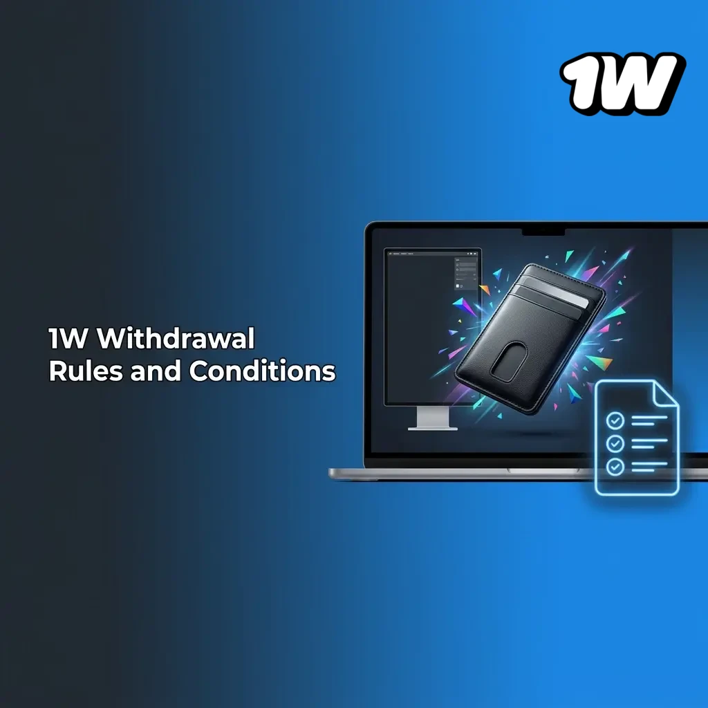 1W withdrawal rules covering identity verification, bonus wagering, minimum amounts, matched payments, and daily limits