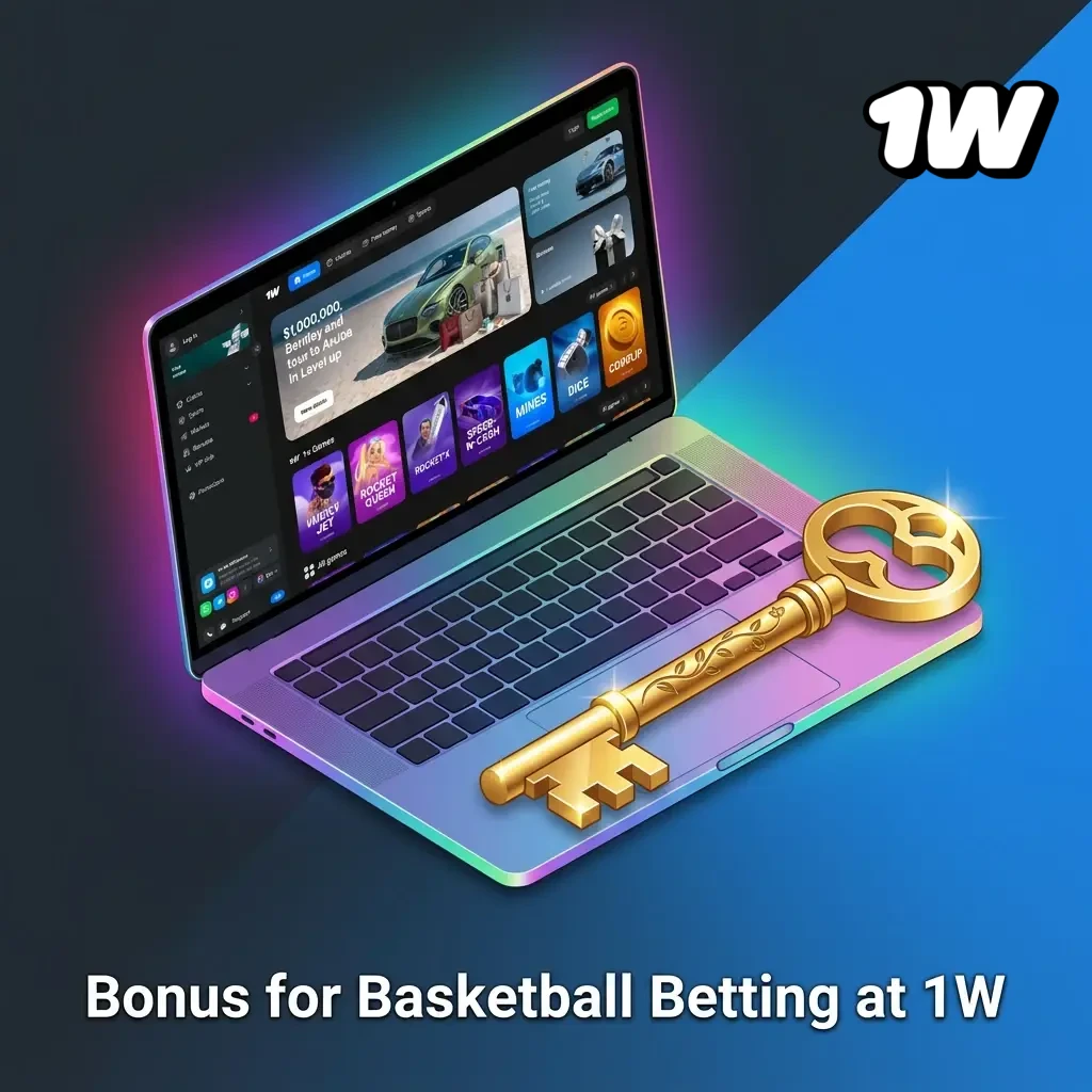 Basketball betting welcome bonus at 1W sportsbook with deposit match offer and wagering requirements for sports markets