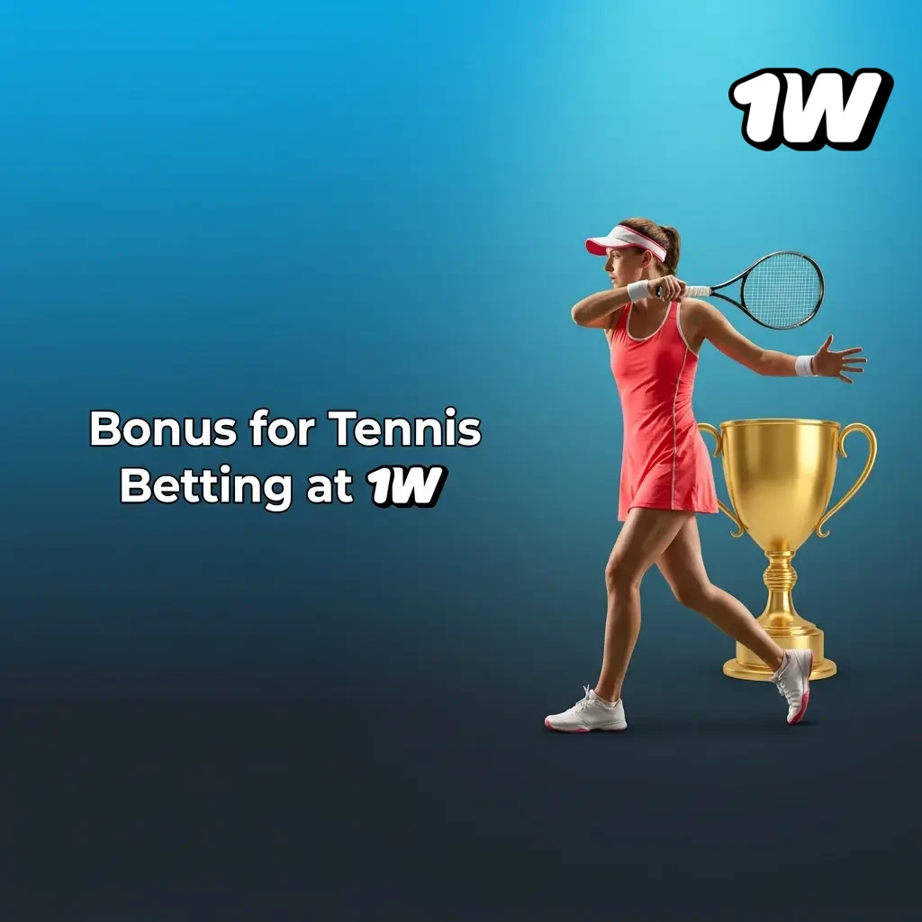 1W welcome bonus for tennis betting — deposit match offer with wagering requirements for tournament and match markets
