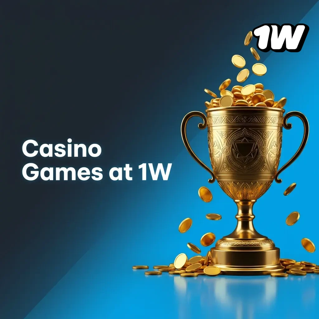 1W Casino games lobby featuring slots, live dealer tables, roulette, blackjack, and jackpot titles for Irish players