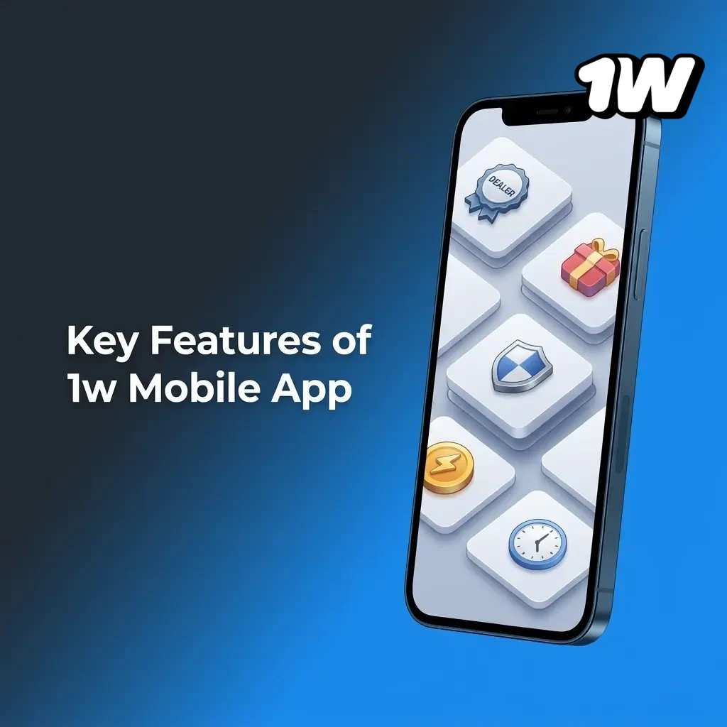 1w mobile app key features for Irish players including live betting, casino games, EUR support and 500% welcome bonus