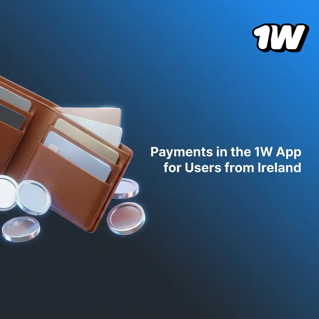 Crypto payment methods in the 1W app for Ireland users including BTC, ETH, USDT, and more