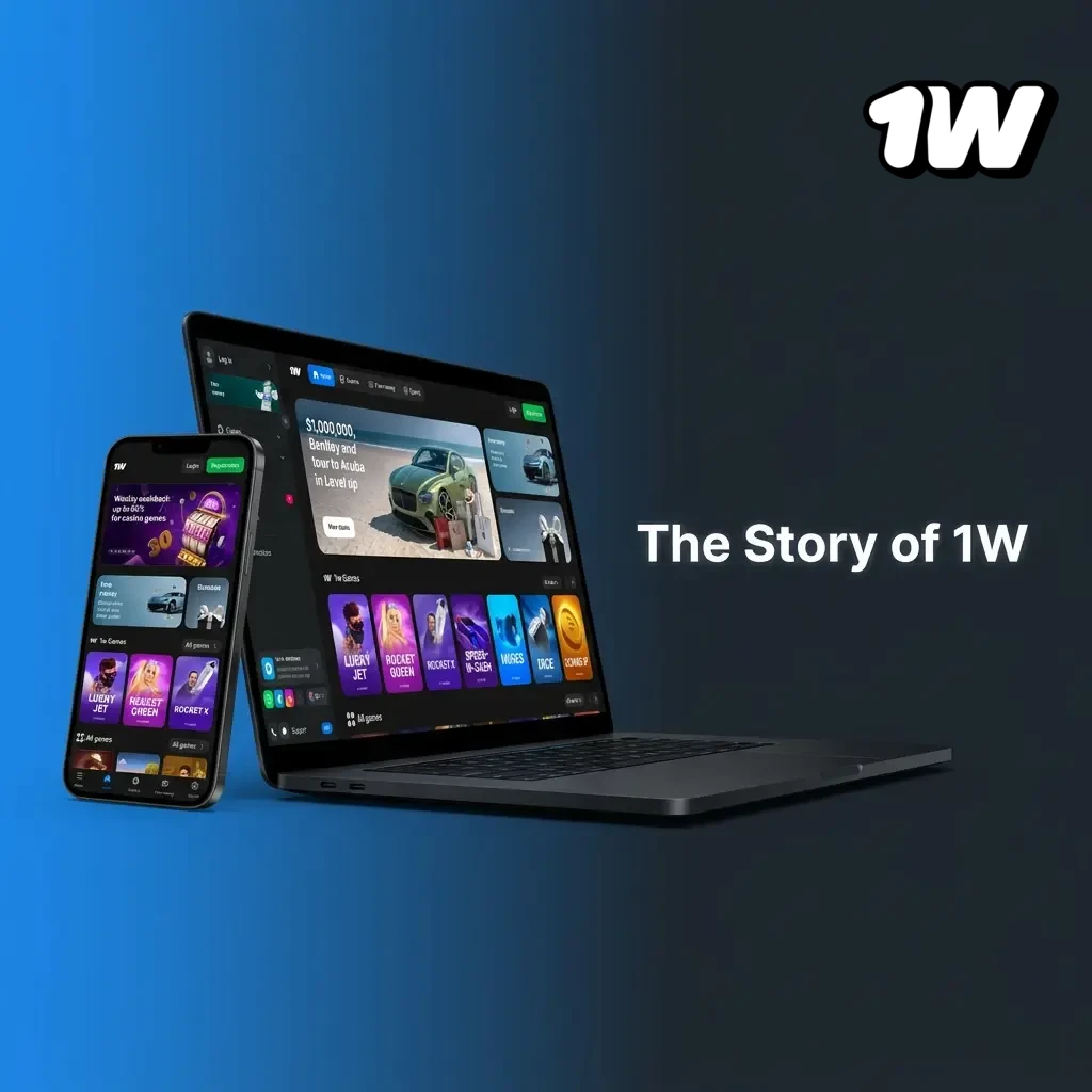 1W betting platform logo and brand history – founded in 2021, operated by Galaktika NV under Curacao Gaming licence