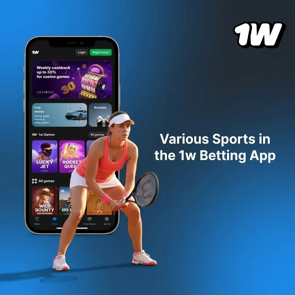 1w betting app sports selection including football, tennis, basketball, eSports and more for Irish players