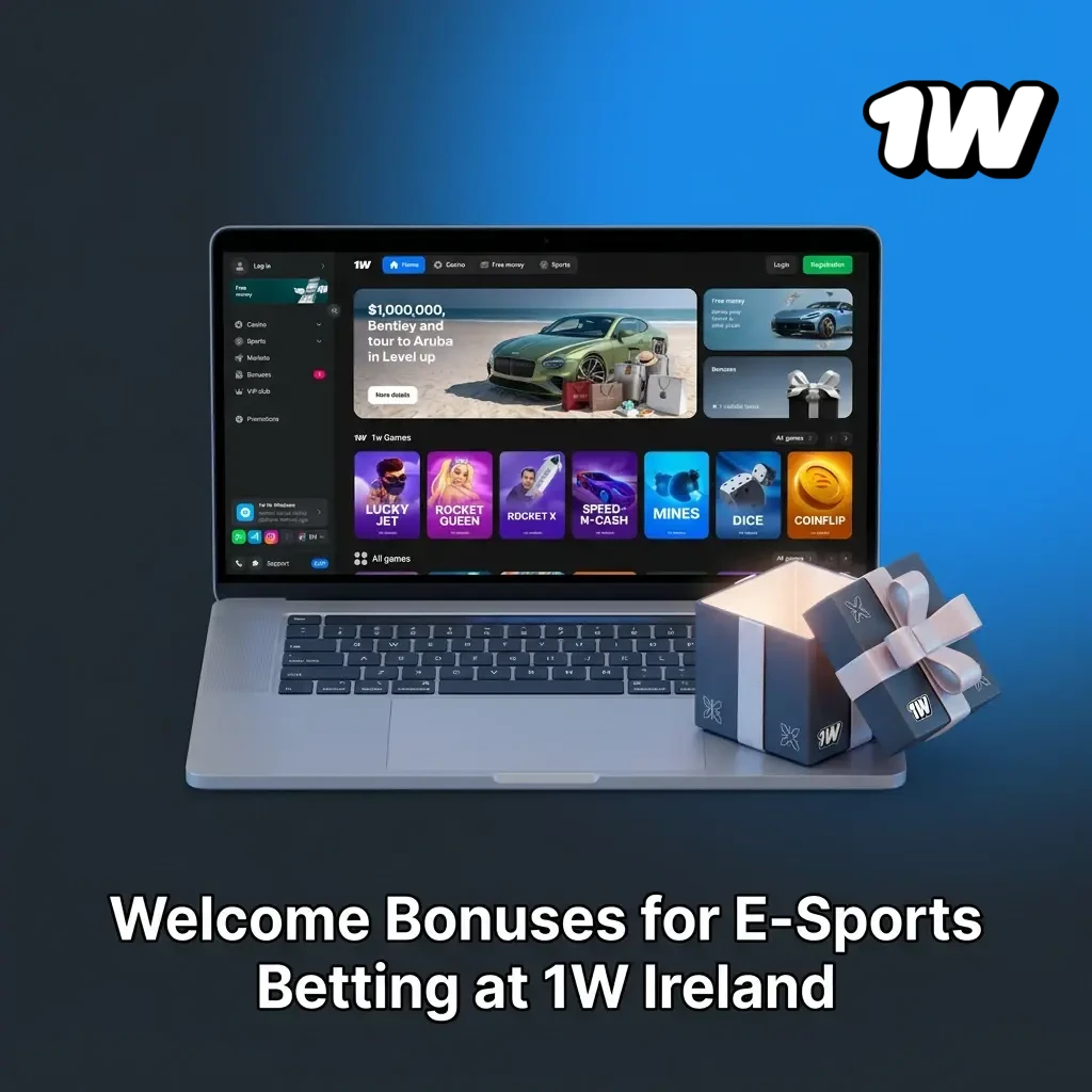 1W Ireland welcome bonus up to 500% for new players to use on esports betting markets including live wagering