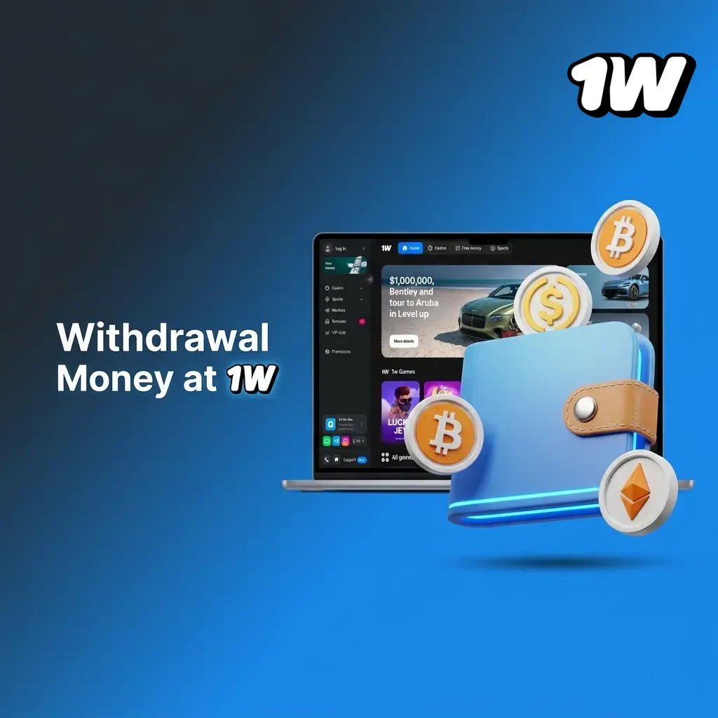 Step-by-step guide to withdrawing money at 1W, covering login, cashier navigation, method selection and submission